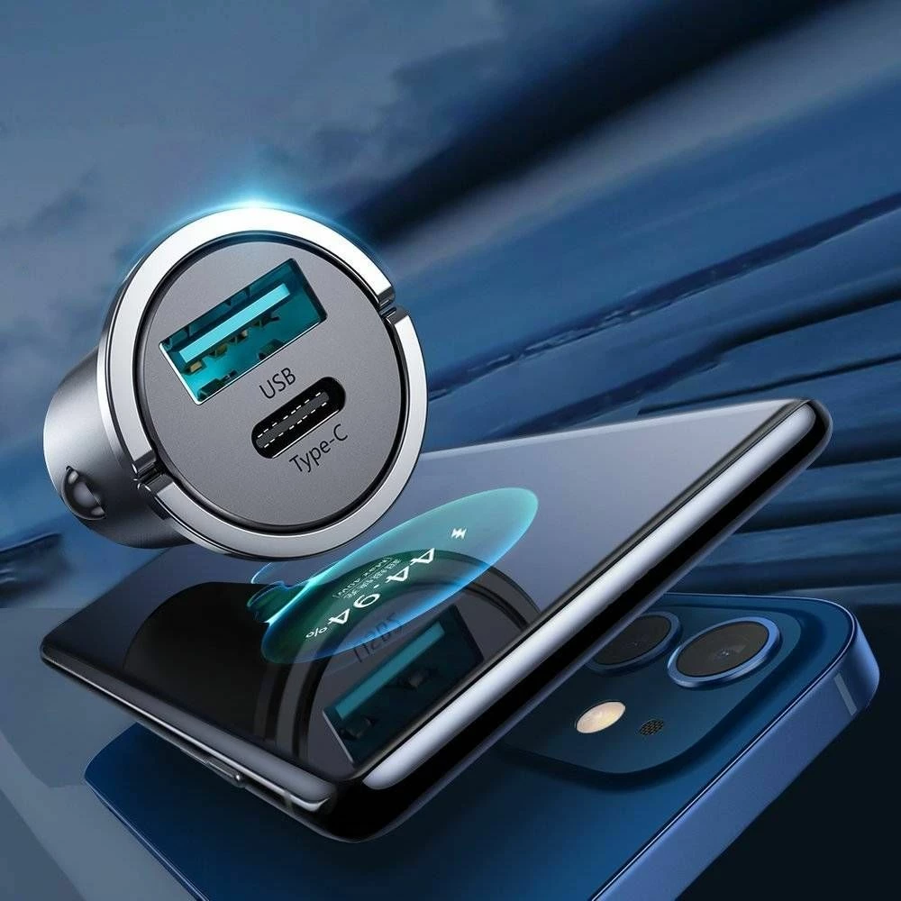 Karikues veture Joyroom C-A35 45W 5A, 1x USB-A + 1x USB-C, gri