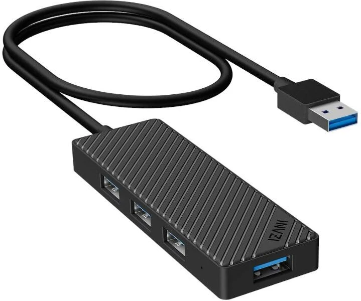 Kasë USB Hub INVZI MH04, 4x USB 3.0, e zezë