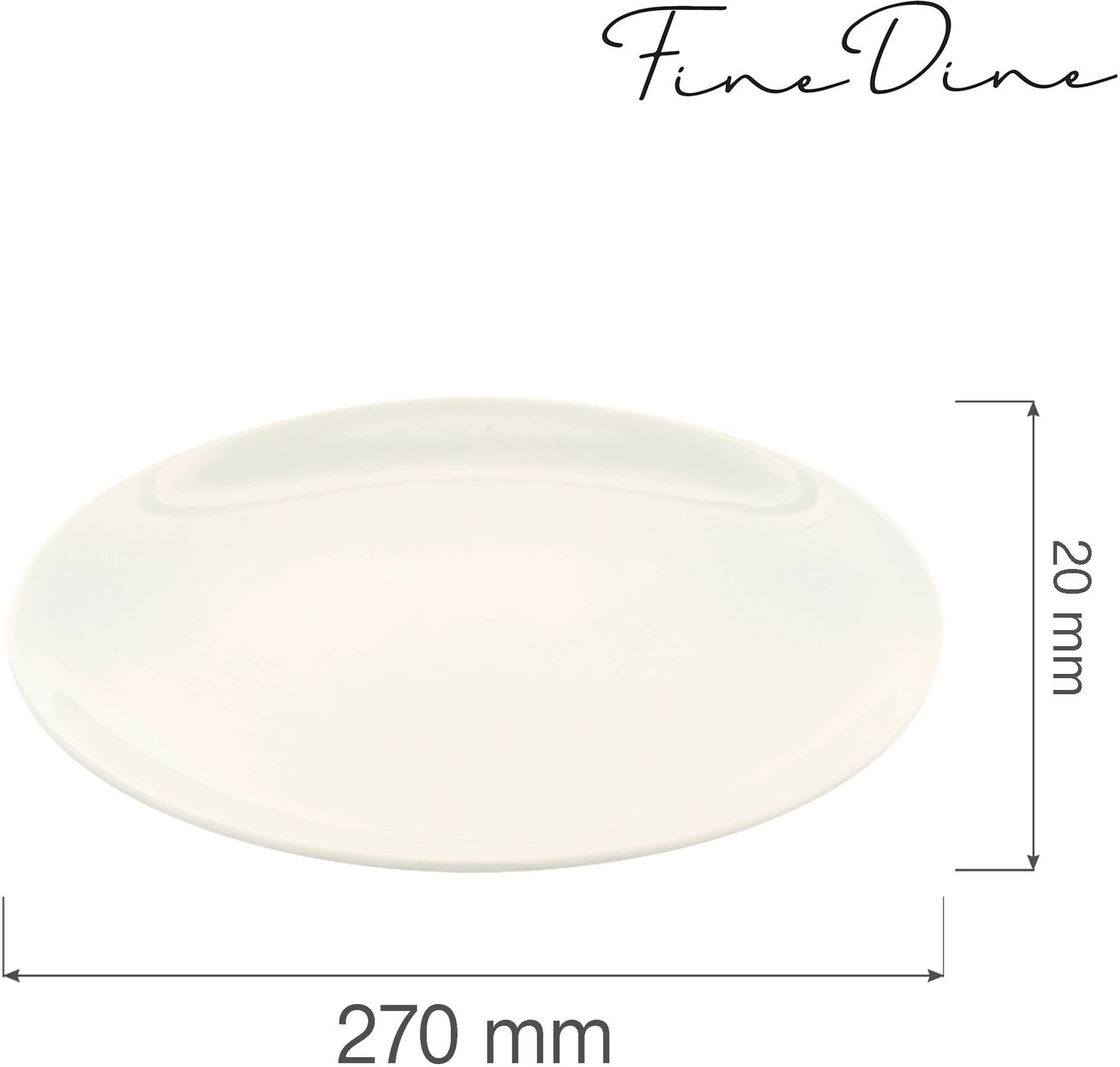 Pjatë rimless Fine Dine Crema Ø270 mm, krem, set 6 copë
