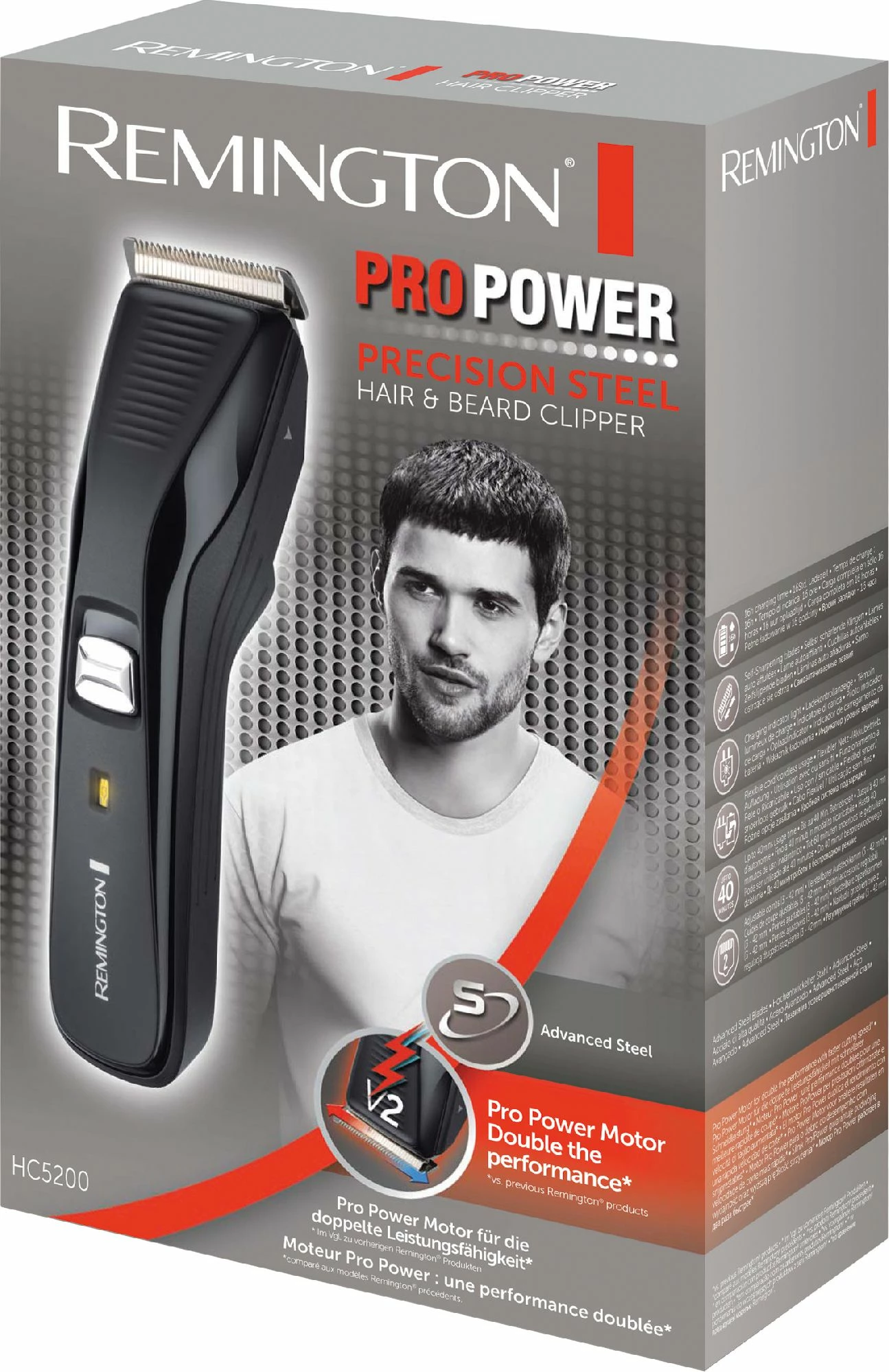 Makinë rroje Remington HC5200 Pro Power, 3–42 mm, me rrymë/bateri, e zezë, set me 2 krehra