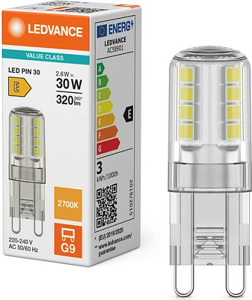 Llambë LED OSRAM LED PIN G9 2.6W, 2700K Warm White, 320 lm, e tejdukshme