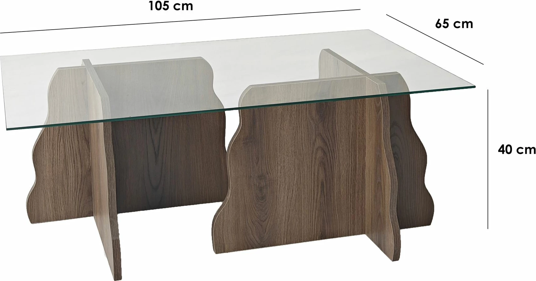 Tavolinë kafeje Skye Decor, ngjyrë arrë, transparente