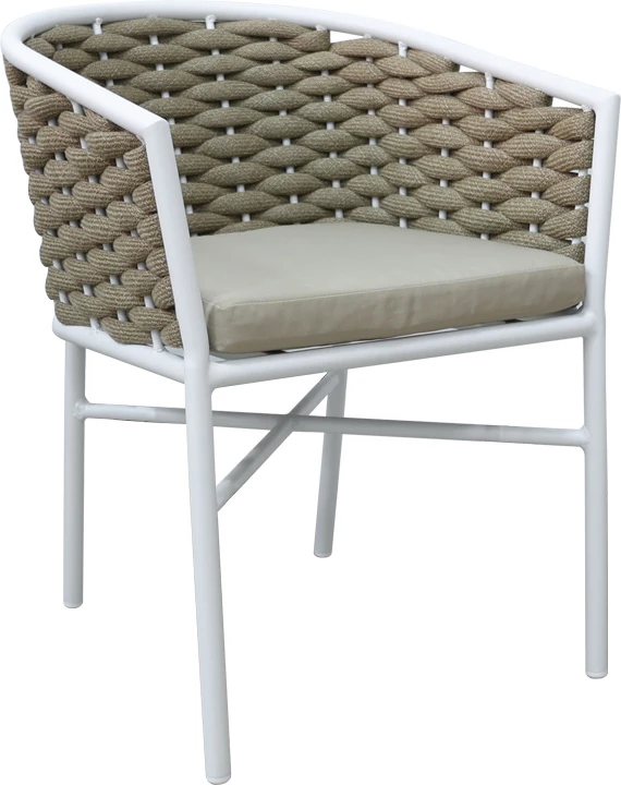 Karrige alumini Noevo e grumbullueshme me kornizë të bardhë-litar natyral 57x62x77cm