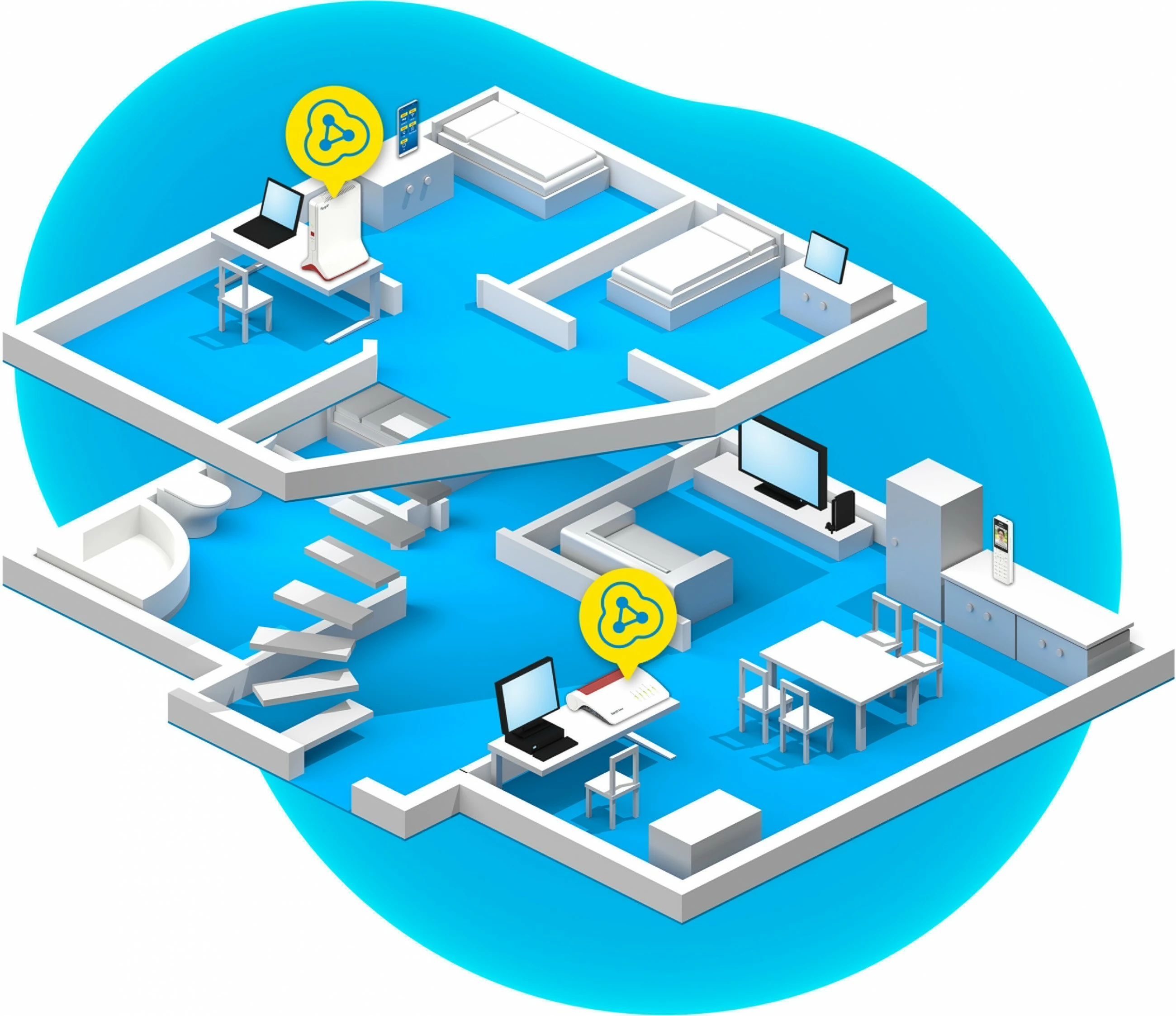 Router portabil AVM FRITZ!Repeater 6000, Wi-Fi 6, Tri-band, Ethernet LAN, Kuq, Bardhë