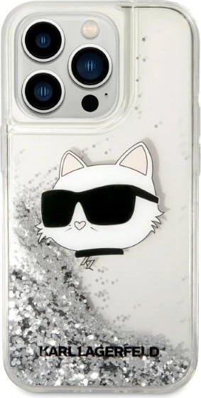 Mbështjellës Karl Lagerfeld KLHCP14XLNHCS për iPhone 14 Pro Max 6.7", Glitter Choupette, Argjendtë