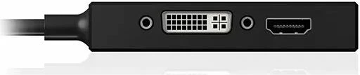 Adapter video ICYBOX IB-AC1032 Mini DisplayPort në DVI/HDMI/VGA 3-në-1 4K, i zi
