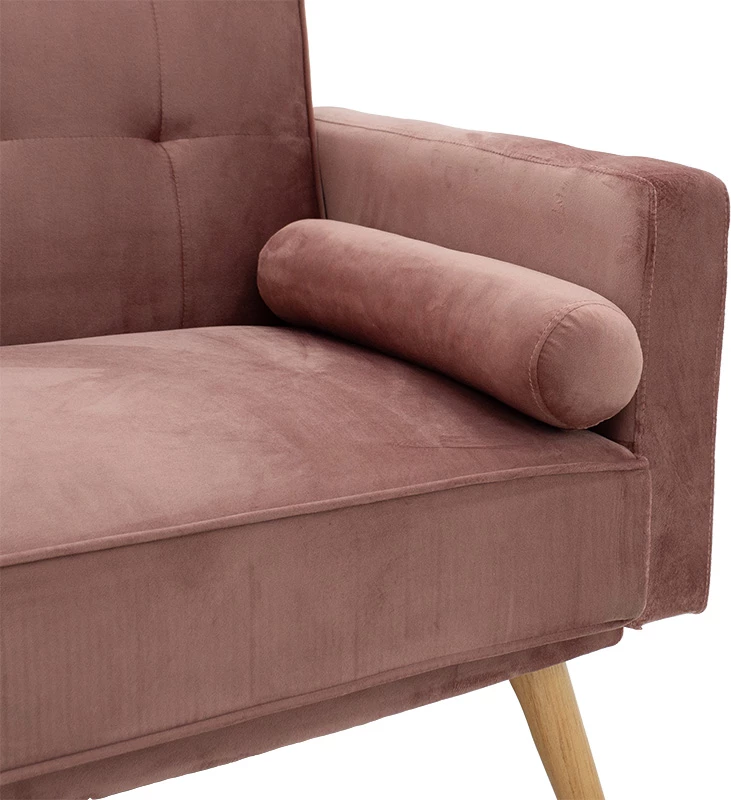 Divan 3-vendësh, shtrat, kadife, ngjyrë mollë e kalbur, 190x80x84cm