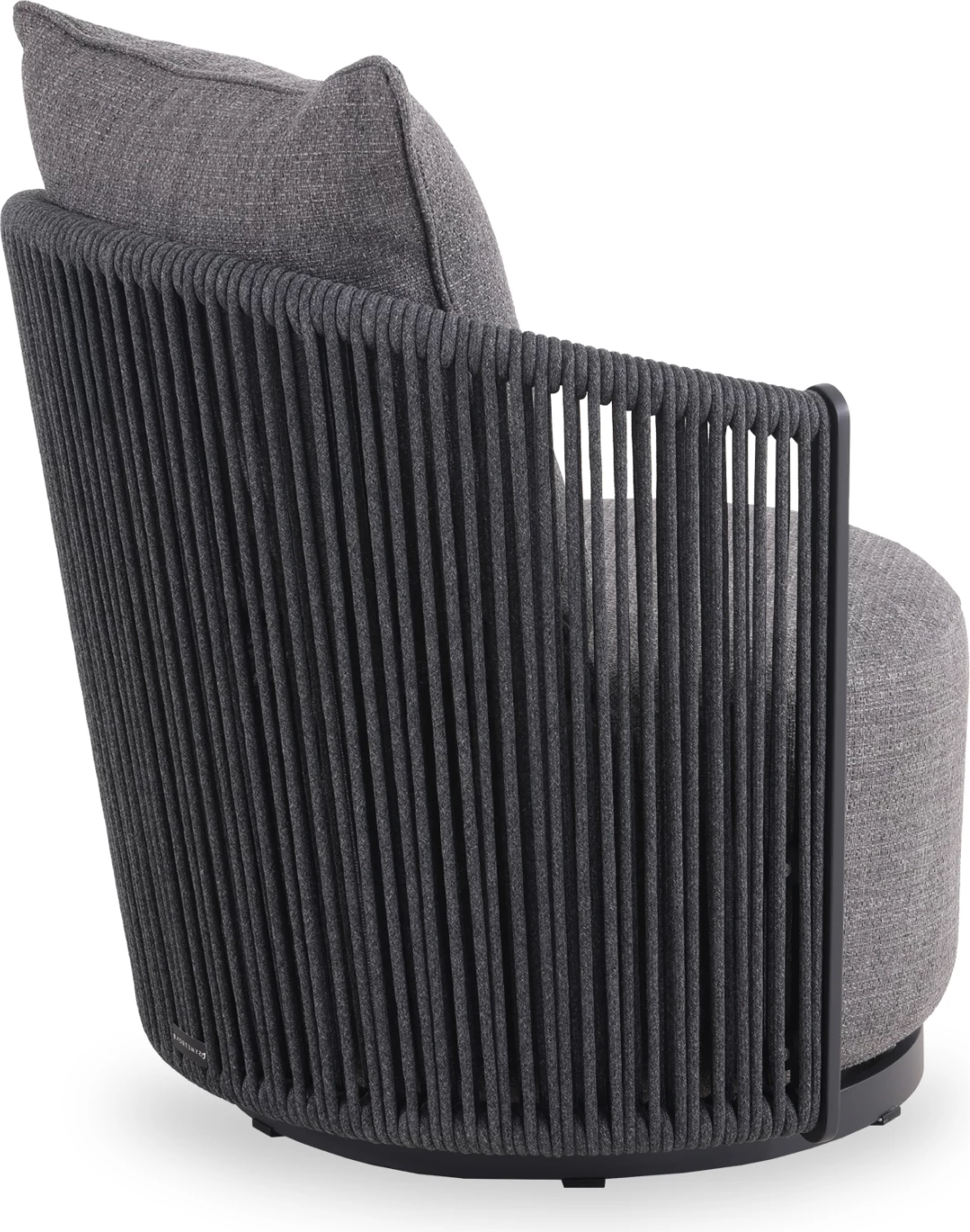 Karrige lounge rrotulluese Lorien, alumin i zi, litar, jastëkë, 76x74x72cm