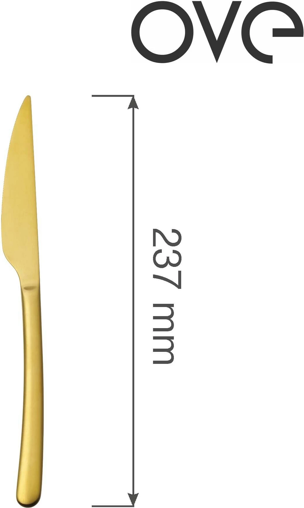Thikë tavoline OVE Amarone Gold 237 mm, çelik inox 18/10, ari, set 12 copë