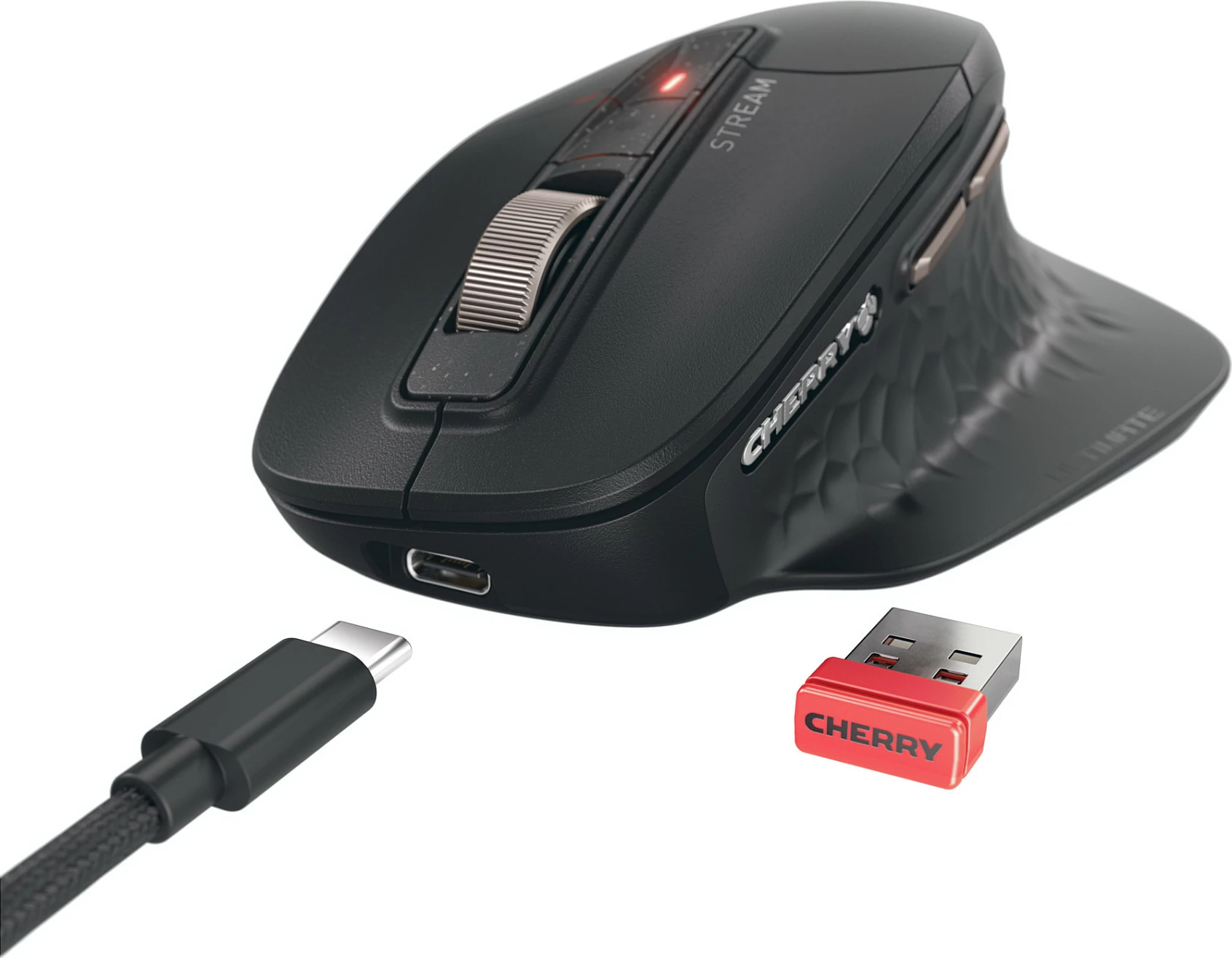 Maus Cherry STREAM MOUSE ULTIMATE, 4000 DPI, RF Wireless + Bluetooth + USB-C, i djathtë, i zi