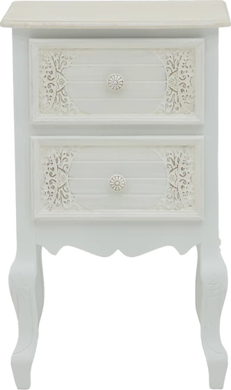 Komodinë Pazlen Inart, ngjyrë e bardhë antike, MDF, 40x45x65cm