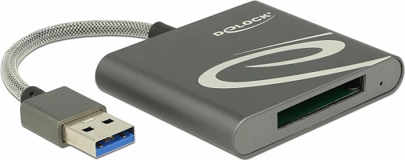Card Reader DeLOCK 91583 për XQD, USB 3.2 Gen 1, kabllo 0.8 m, alumin, gri