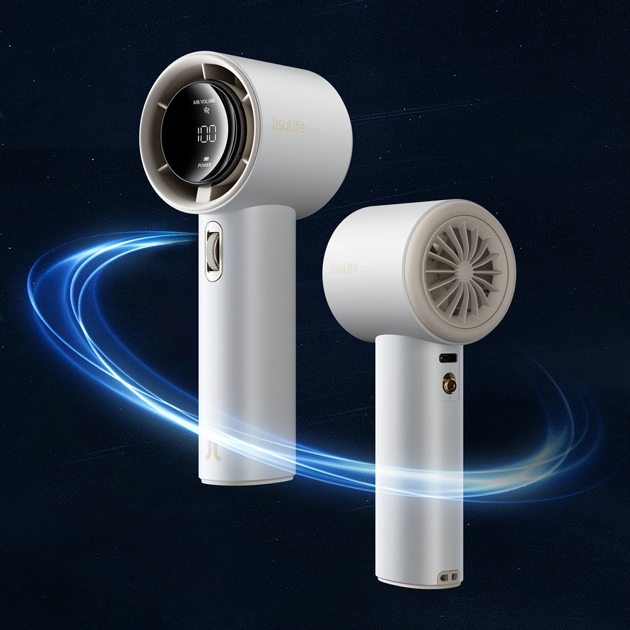 Ventilator dore Jisulife Pro1 FA53, 3600 mAh, ekran LED, USB-C, i bardhë