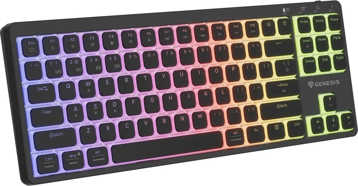 Tastierë gaming Genesis Thor 430 TKL, mekanike low-profile, Hot-Swap, RGB, pa kabllo, Outemu Silent Pink, e zezë