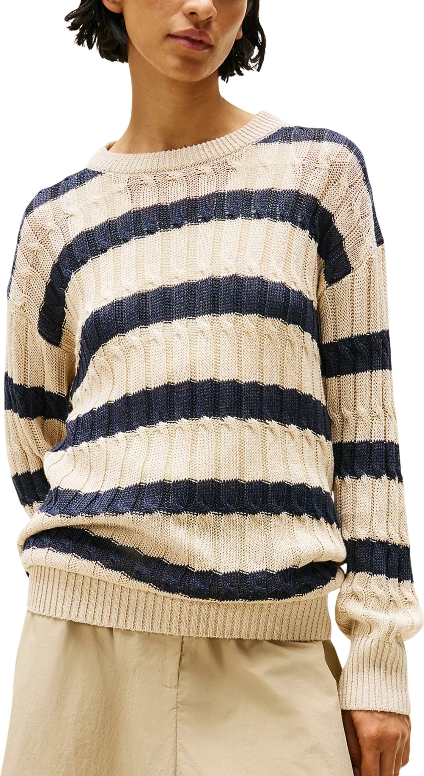 Xhemper për femra Tommy Hilfiger WW0WW44481, bezhë/blu [Madhësia: L]