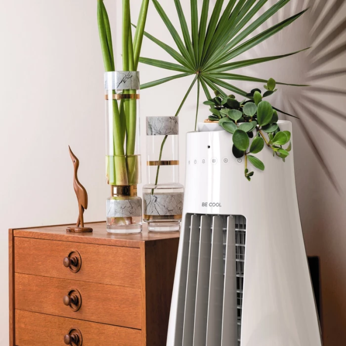 Ftohës ajri BECOOL BC07AC60WF 4-në-1, 7L, 50W, 480 m³/h, me mbrojtje insektesh, me telekomandë, 2 cooling packs, i bardhë