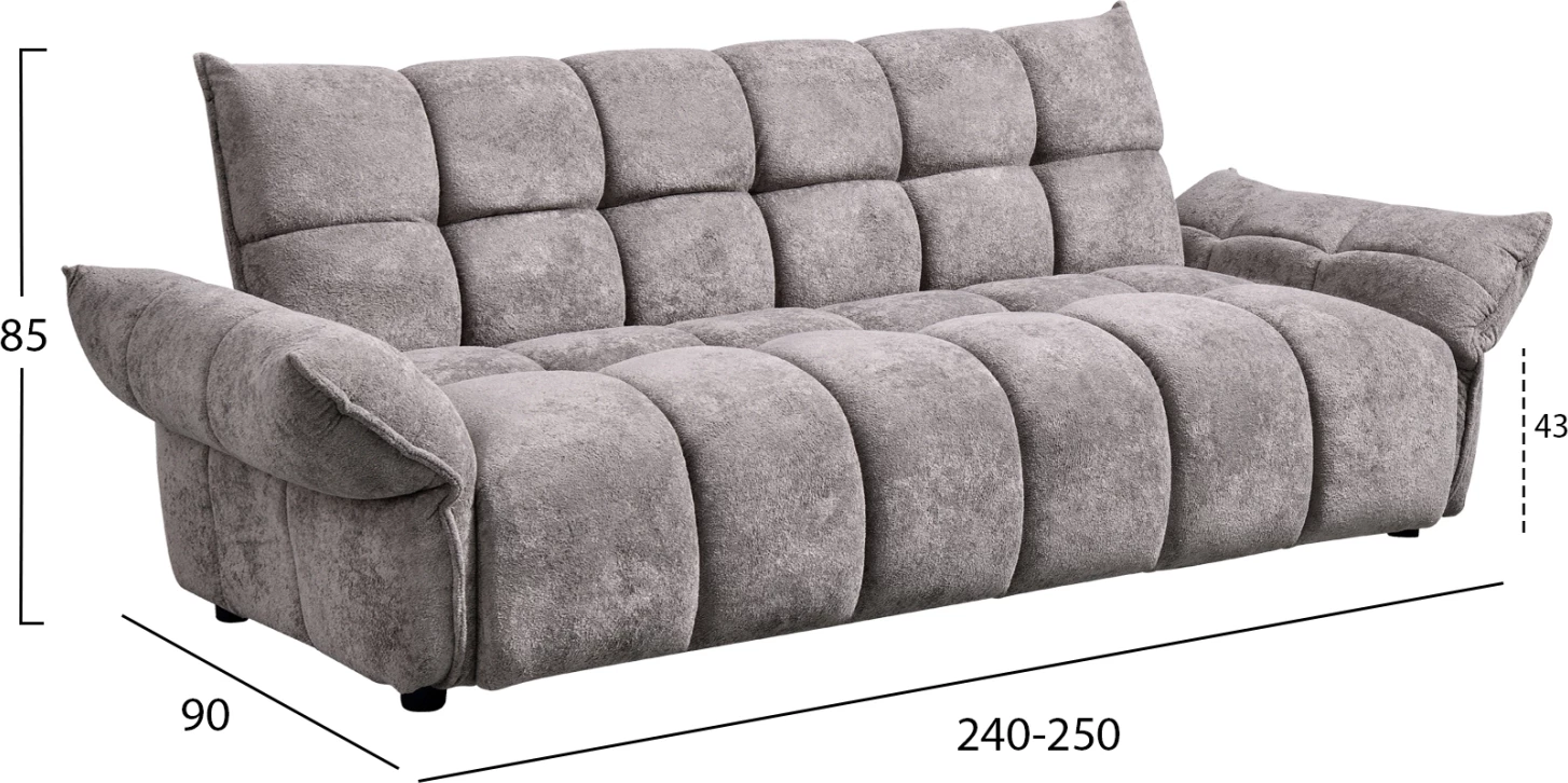 Krevate divan MELU, material gri, susta xhepi, 240-250x90x85cm