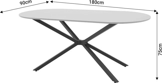 Tavolinë Lerdion gri mdf-metal i zi 180x90x75cm