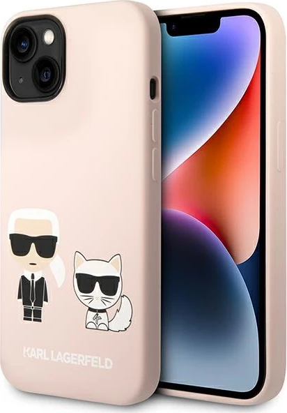 Mbështjellës Karl Lagerfeld KLHMP14MSSKCI për iPhone 14 Plus 6.7", silikon, MagSafe, rozë e çelur