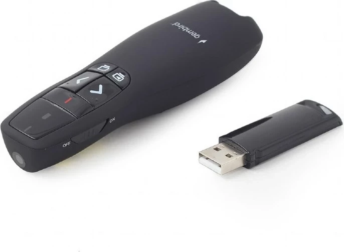 Telekomandë wireless Gembird WP-L-12 për ekran projekti, me USB, e zezë