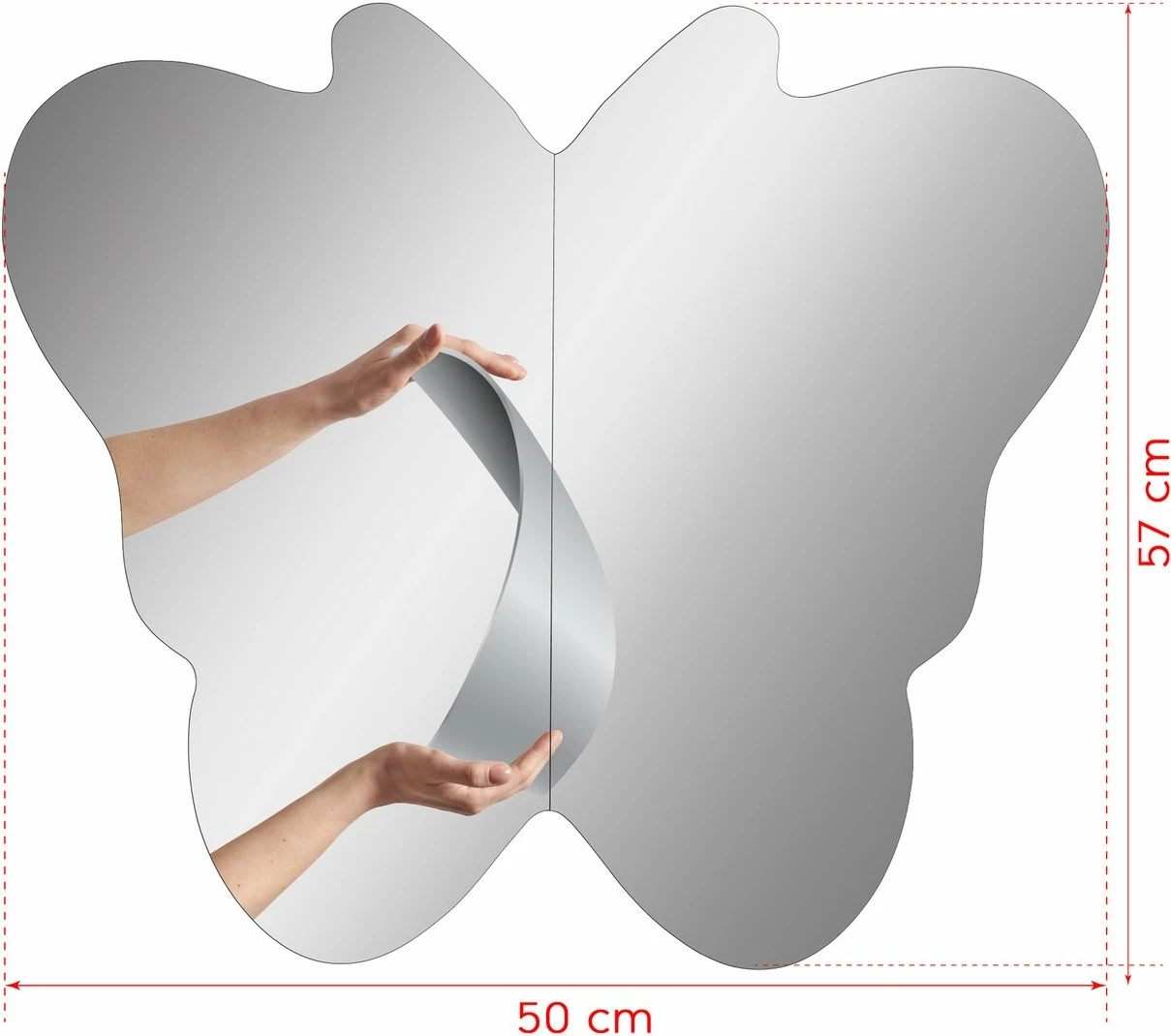 Pasqyrë me ndriçim LED, formë fluture, ngjyrë rozë-argjend, Skye Decor, 57x50cm, 2 copë