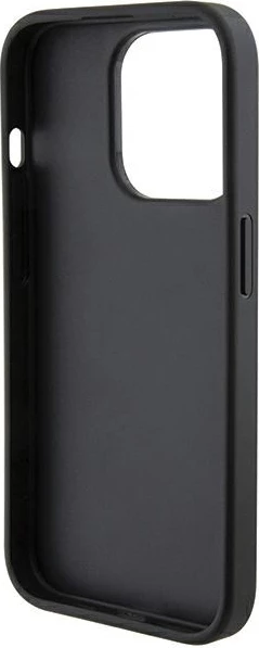 Mbështjellës Ferrari Grip Stand Metal Logo për iPhone 15 Pro Max, i zi