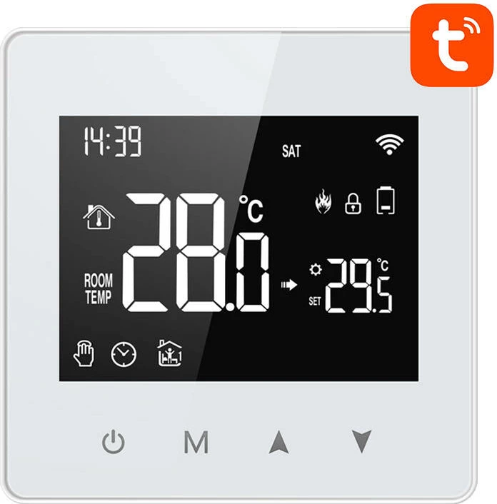 Termostat i mençur Avatto WT198, WiFi, Tuya Smart Life, i bardhë