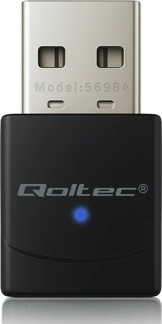 Adapter WiFi 6 me Bluetooth, Qoltec 56984, 900 Mbps, USB 2.0, mini, i zi