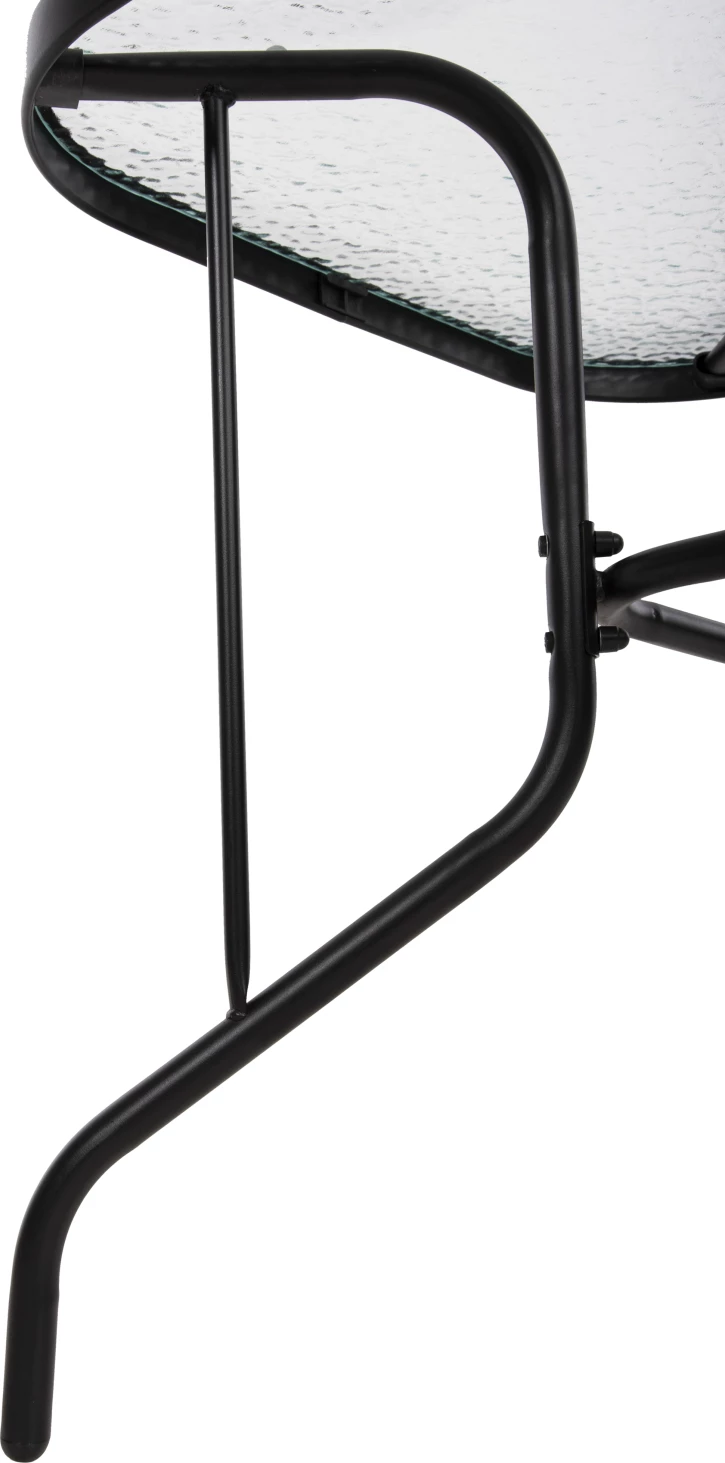 Tavolinë metalike për jashtë ADAM, e zezë me sipërfaqe xhami të forcuar, 120x70x70H cm