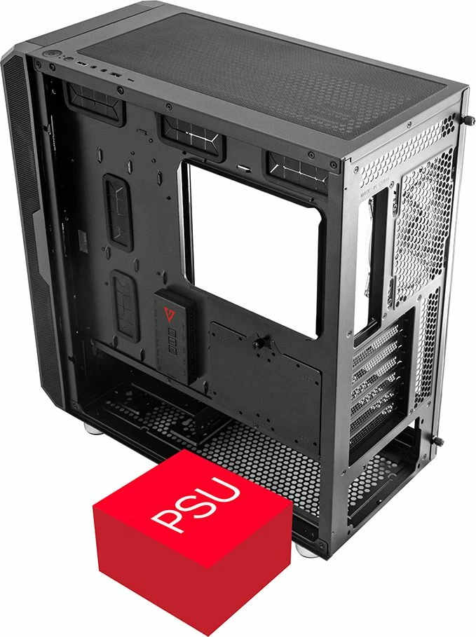 Kasë Modecom Volcano Amirani ARGB (AT-AMIRANI-PG-10-000000-0002), Midi Tower ATX, USB-C, pa PSU, e zezë