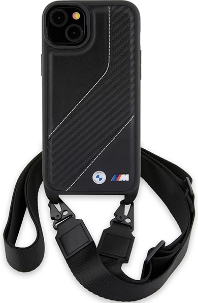 Mbështjellës BMW M Edition Carbon Stripe & Strap për iPhone 15 Plus / 14 Plus, i zi