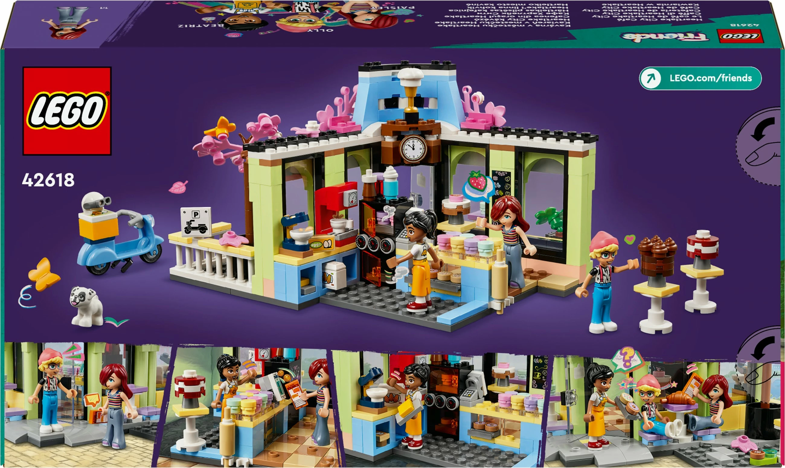 Set LEGO Friends 42618 Heartlake City Café, lodër ndërtimi, me figurina dhe aksesorë