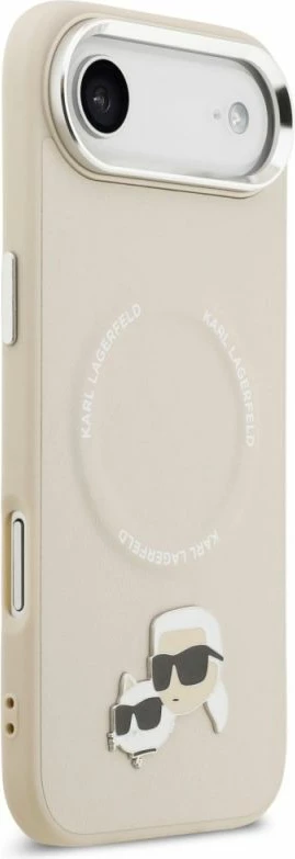 Kapak telefoni Karl Lagerfeld Karl & Choupette Pins MagSafe për iPhone Air, bezhë