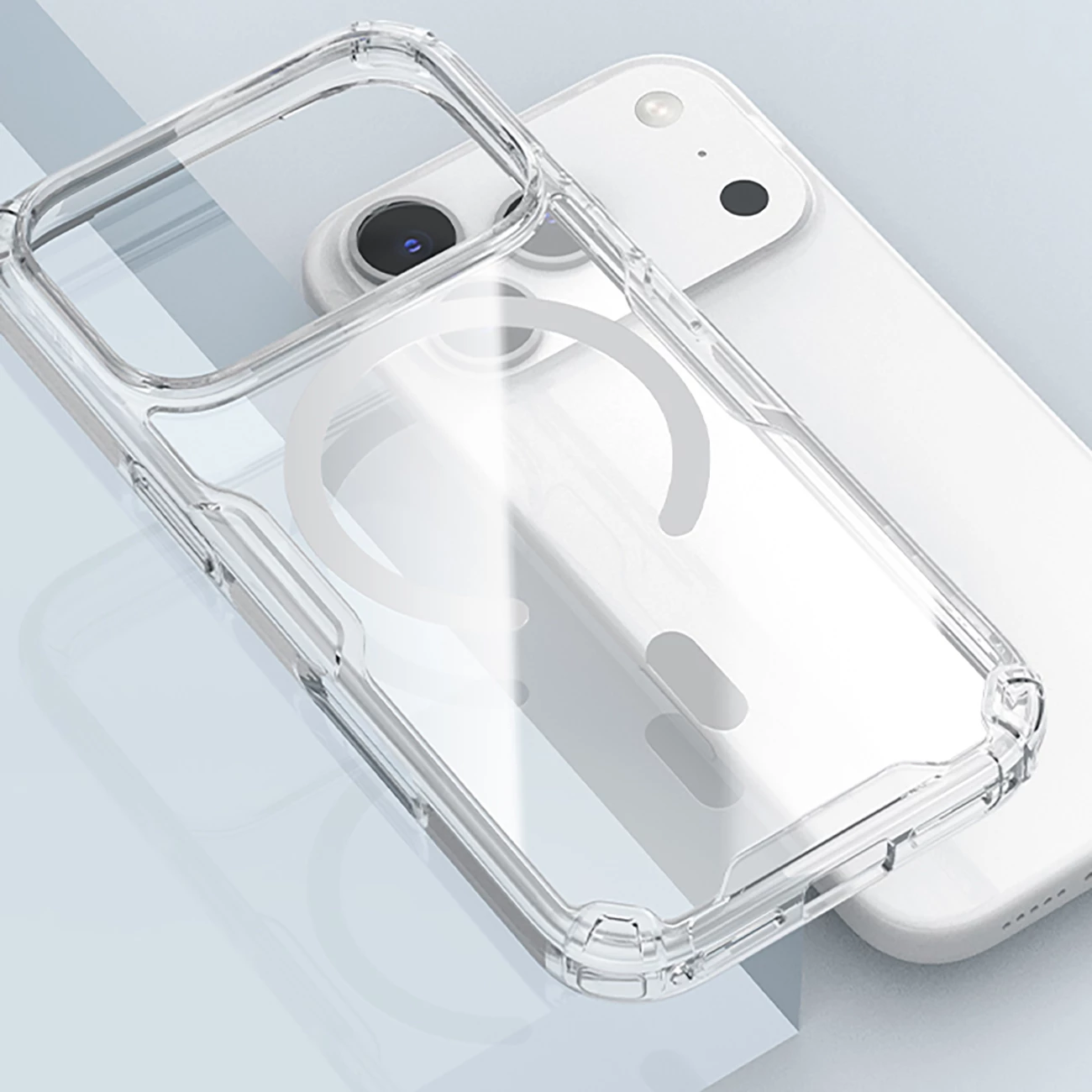Mbështjellës Nillkin Nature TPU Pro MagSafe për iPhone 17 Pro, TPU+PC, qoshe me airbag, gjysmë-transparent, i bardhë