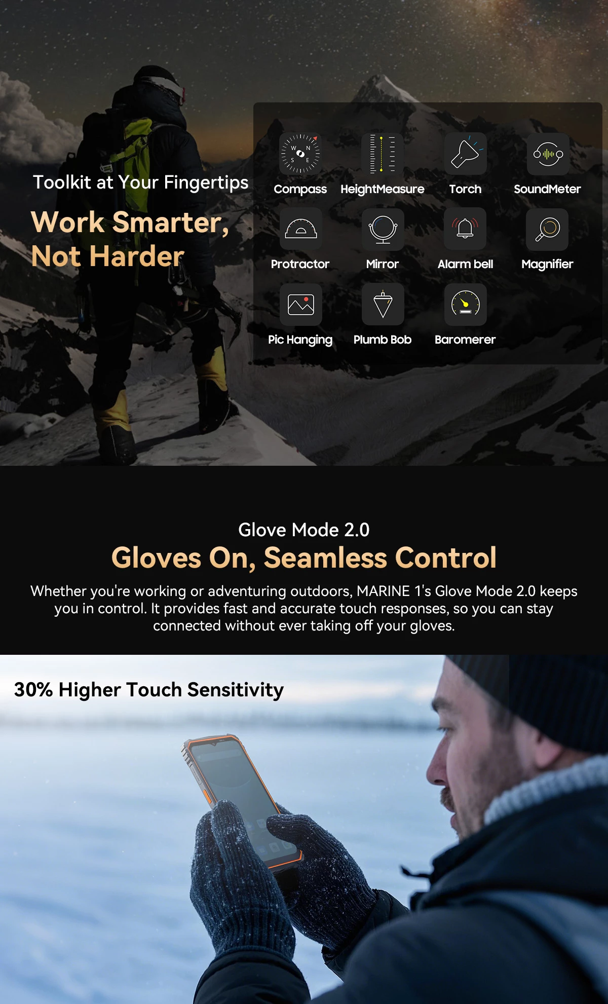 Celular Oscal Marine 1 4GB RAM 128GB 5100mAh IP68/IP69K MIL-STD-810H, portokalli