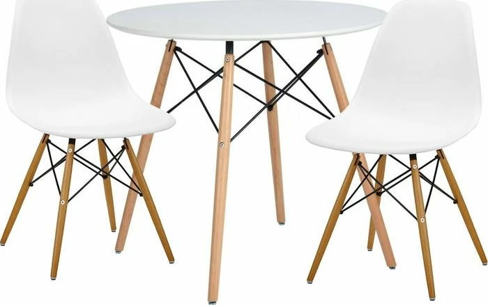 Tavolinë e rrumbullakët Mufart ETT 80cm, MDF, këmbë ahu, e bardhë