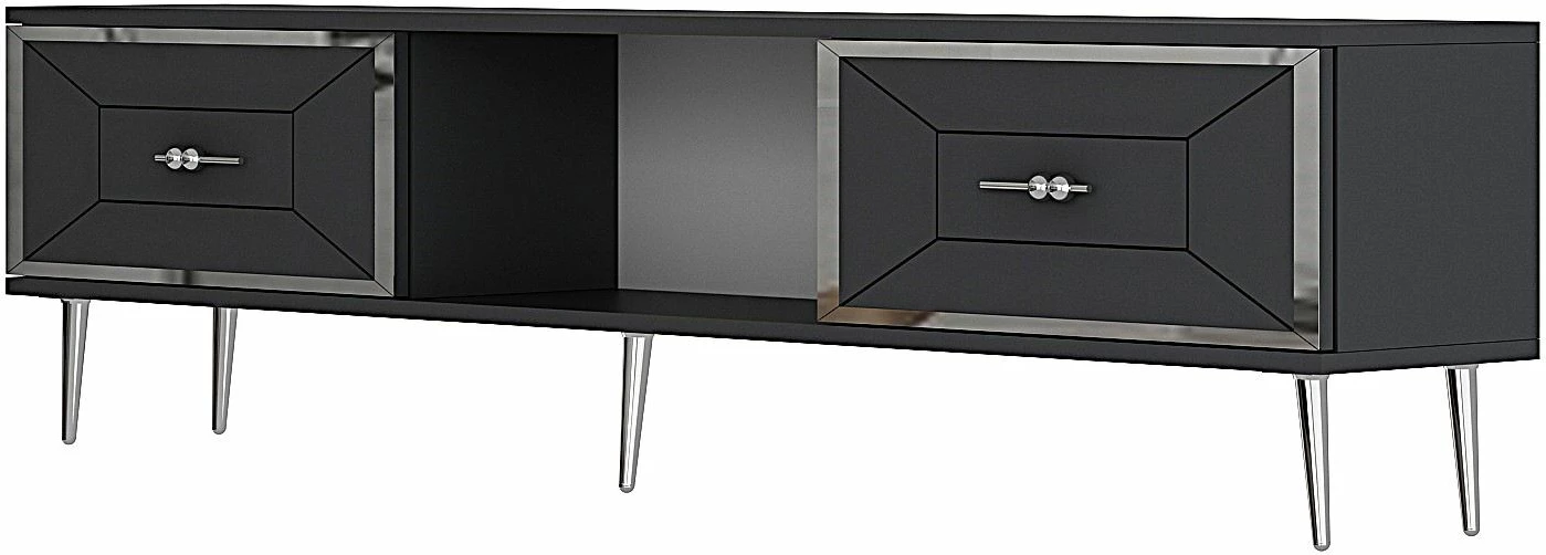 Komodë TV Skye Decor, ngjyrë antracit dhe argjendi, Arno