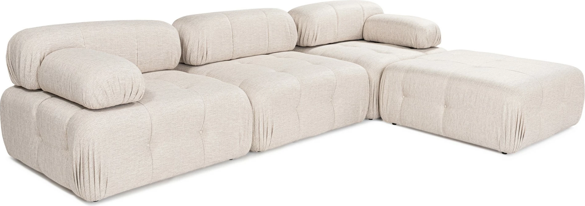 Këndare Atelier del Sofa Doblo 3 ulëse me pouffe, ngjyrë kafe e çelët