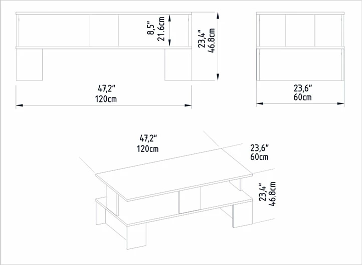 Tavolinë kafeje Olly e bardhë 120x60x47cm