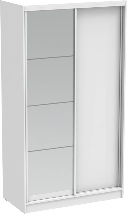 Dollap rrëshqitës dy-fletësh me pasqyrë, ngjyrë e bardhë, 120x60x220cm