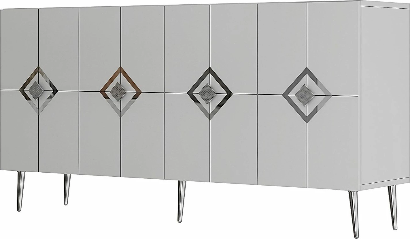 Konsolë moderne, ngjyrë e bardhë dhe argjend, Skye Decor, KB150
