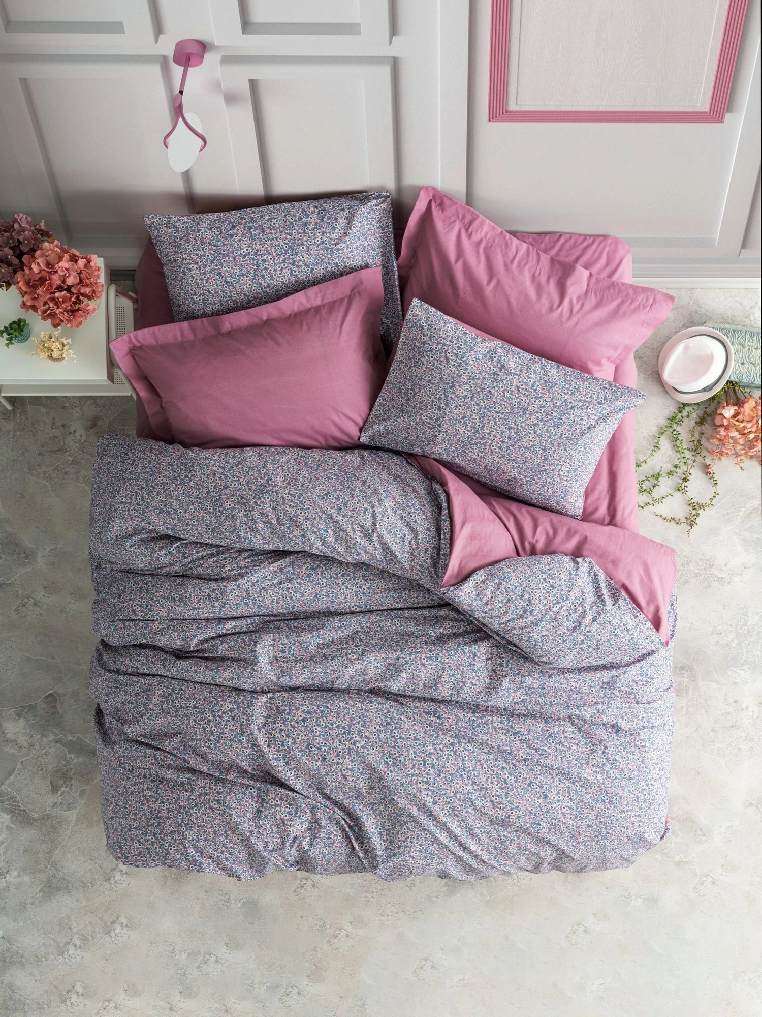 Set mbulesë për jorgan Super King, ngjyrë dusty rose dhe vjollcë, L'essentiel, Penny