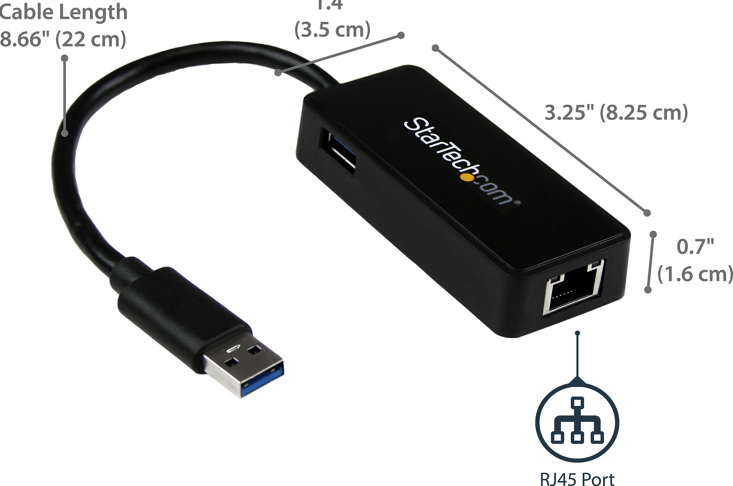 Adapter USB 3.0 në Gigabit Ethernet StarTech USB31000SPTB, me port USB pass-through, i zi