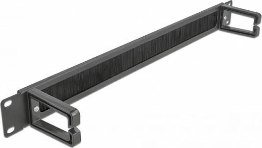 Panel menaxhimi kabllosh DeLOCK 19" 1U me furçë dhe 2 grepa, i zi