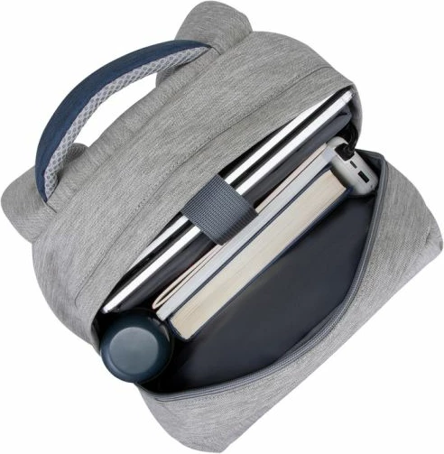 Çantë shpine për laptop RivaCase Prater 7562 15.6\" me portë USB, repelente ndaj ujit, gri/blu e errët