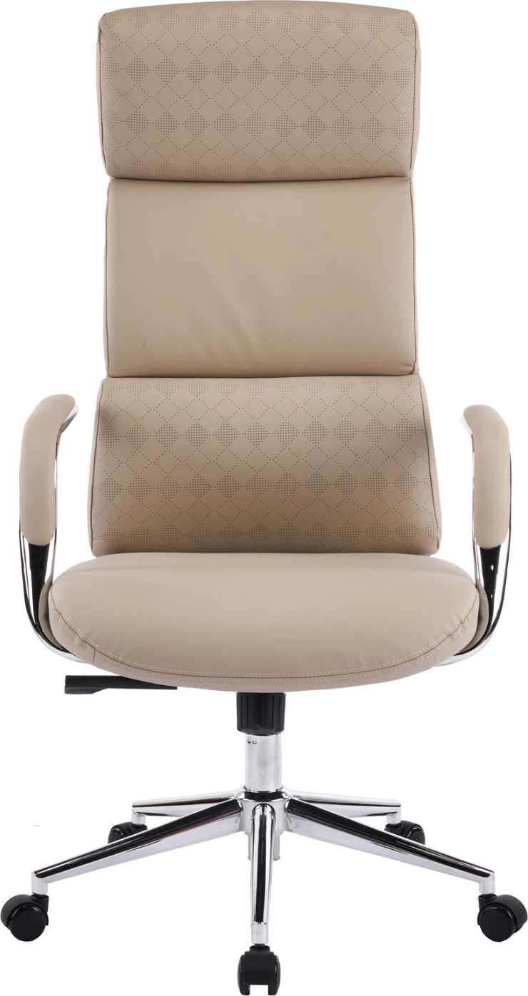 Karrige zyre MEITE FH18353.02, lëkurë sintetike bezhë, bazë kromi, 66x71x127cm