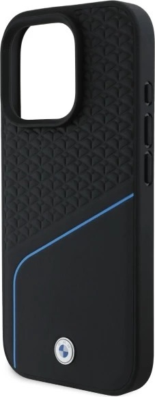 Mbështjellës BMW Sign Leather Textured And Line MagSafe për iPhone 16 Pro Max, i zi