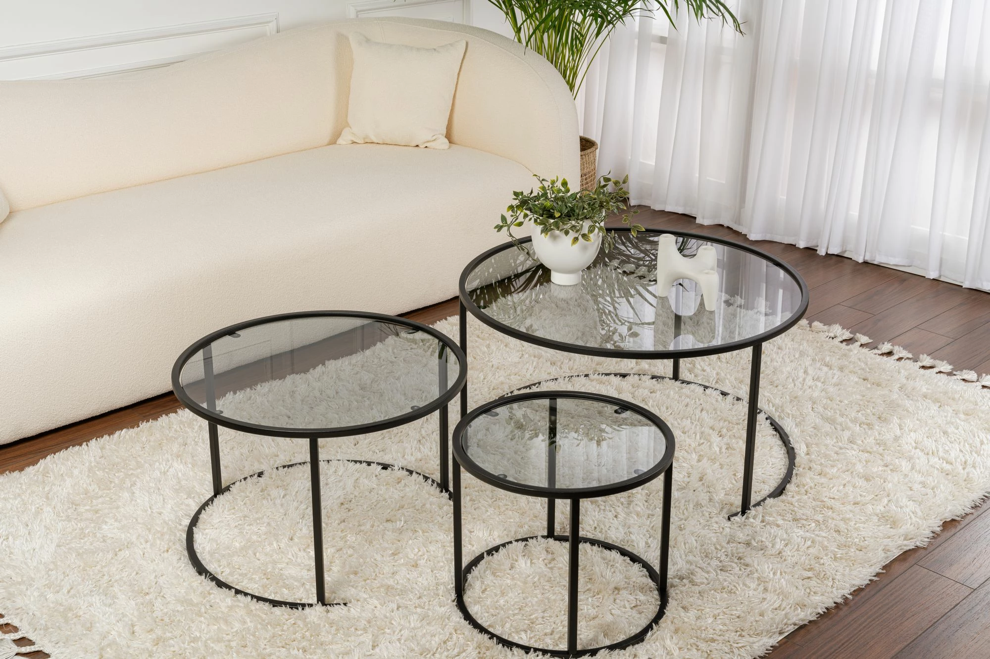 Set tavolinash kafeje Nordure, Aurum - 80, 60, 42 - e zezë, gri