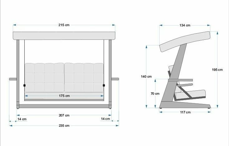 Karrige lëkundëse treshe për kopsht, ngjyrë antracit, Skye Decor, Sia 2400