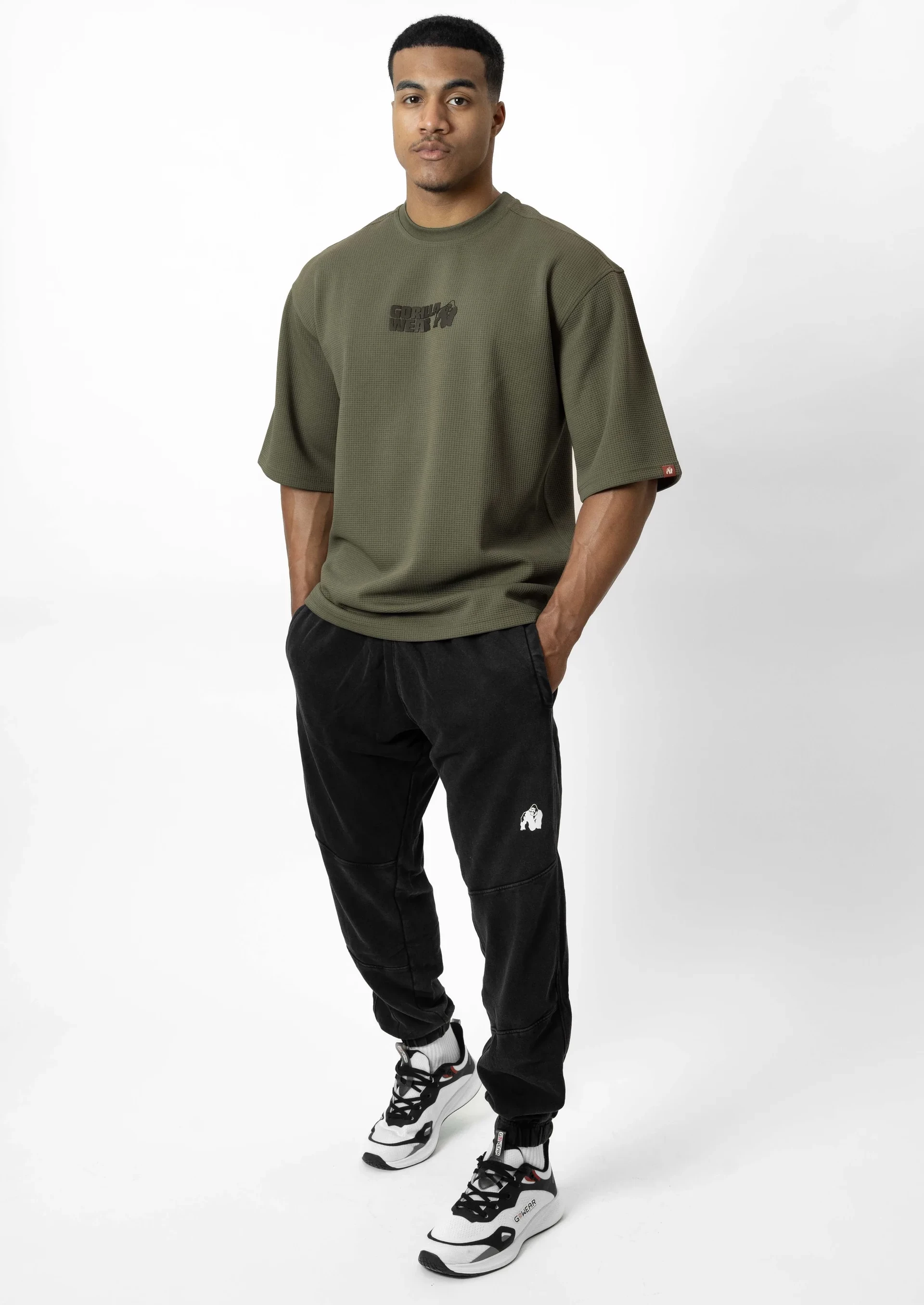 Idaho Oversized Waffle T-Shirt - Army Green [Madhësia: M]